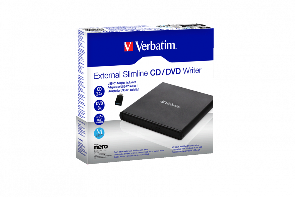 Zewnętrzna nagrywarka CD/DVD Slimline Verbatim