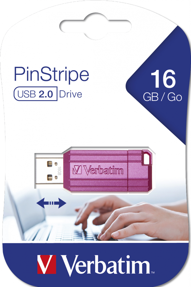 PinStripe USB Drive 16GB Hot Pink