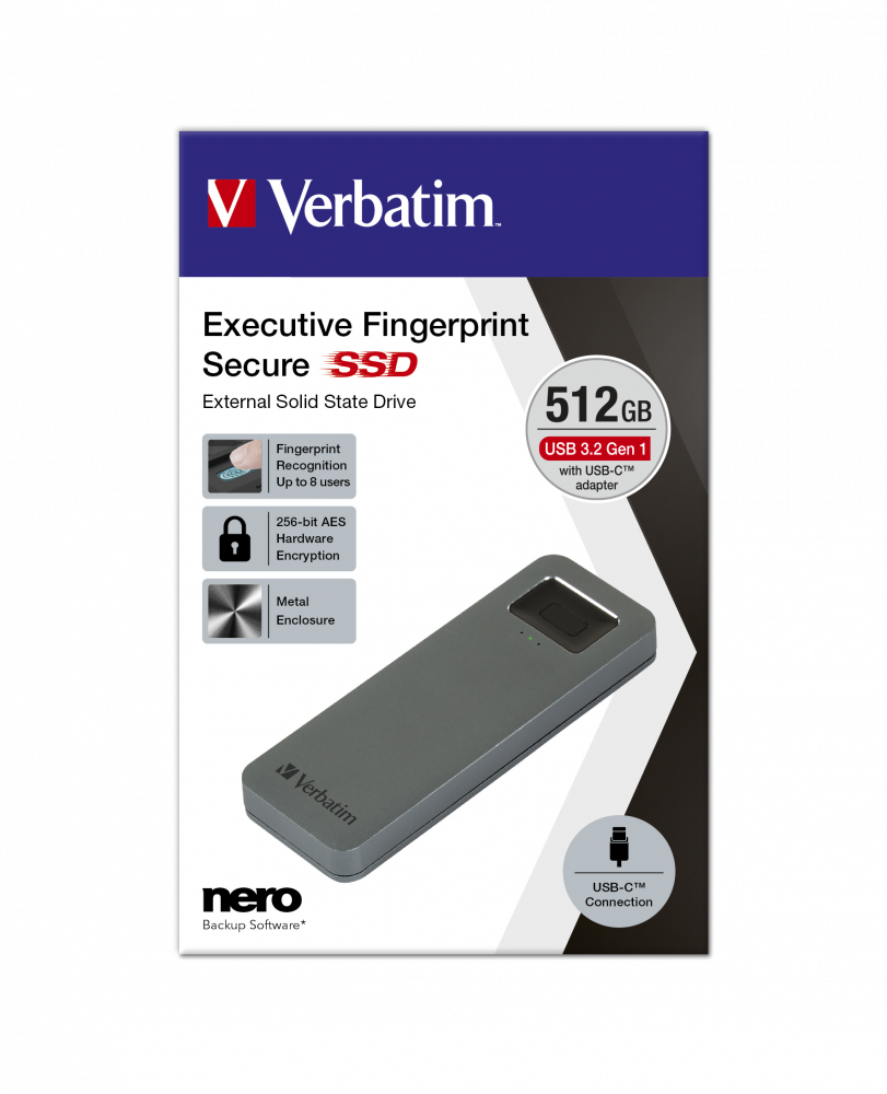 Executive Fingerprint Secure Dysk SSD USB-C 512 GB