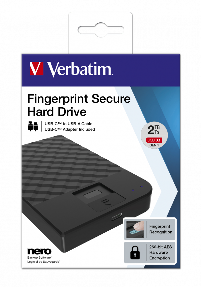 Fingerprint Secure Przenośny dysk twardy 2 TB
