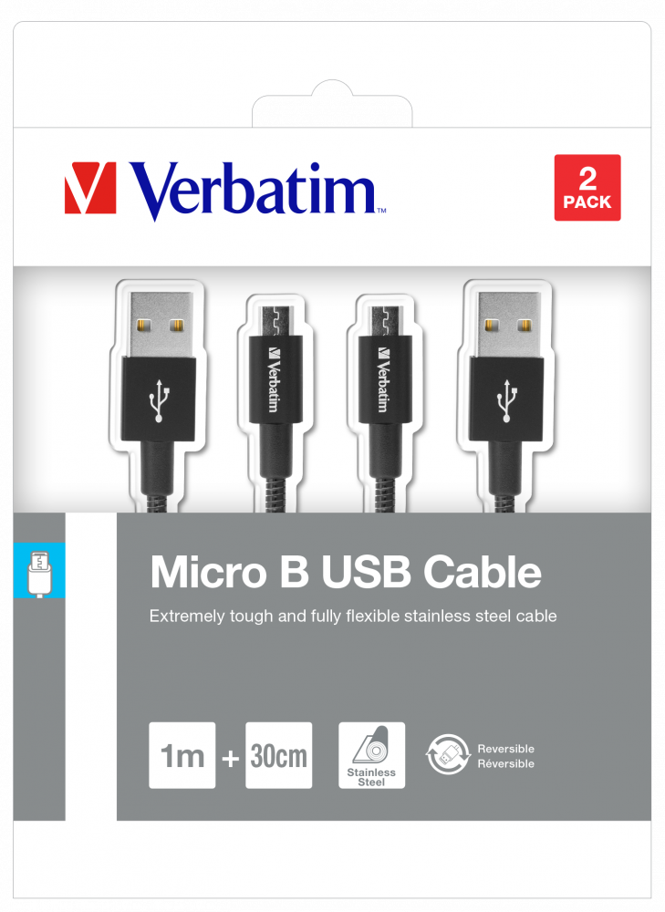 2-pak przewodów mikro USB do synchronizacji i ładowania 100 cm i 30 cm czarny