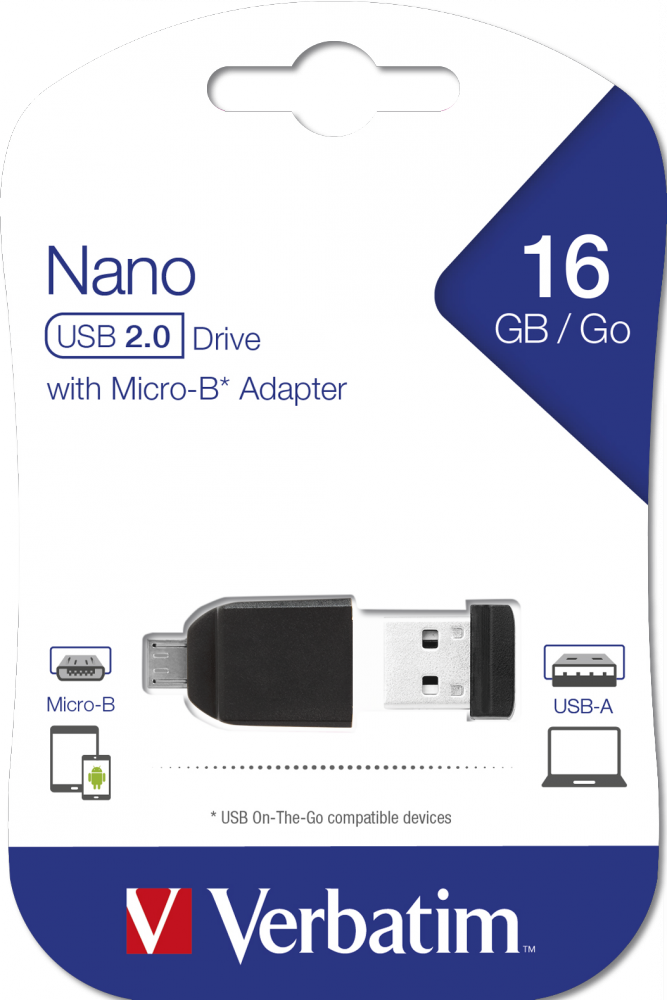 Dysk NANO USB 16 GB z adapterem Micro USB