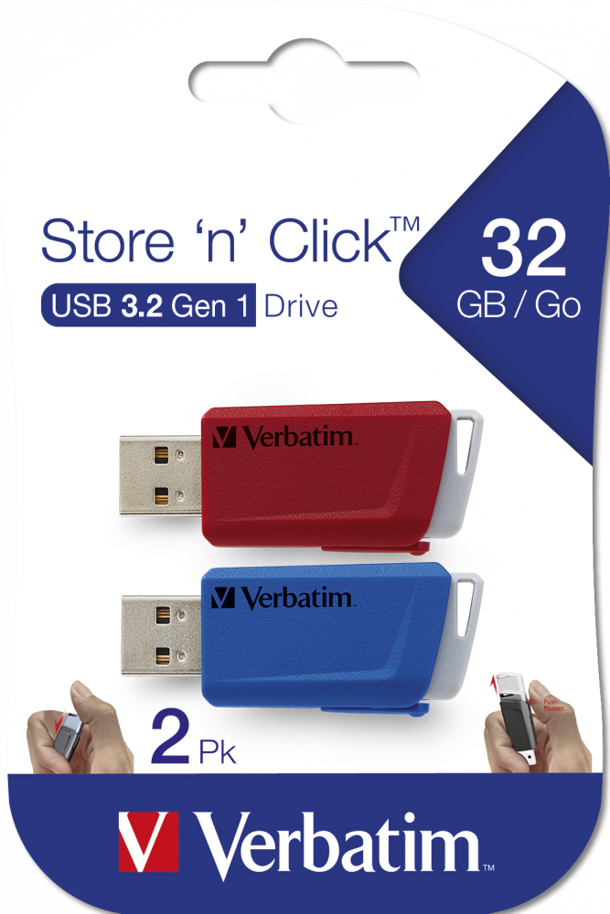 Pamięć USB Store 'n' Click 2 x 32 GB czerwona / niebieska